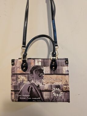 Frankenstein Graphic Satchel Handbag - Black & Beige